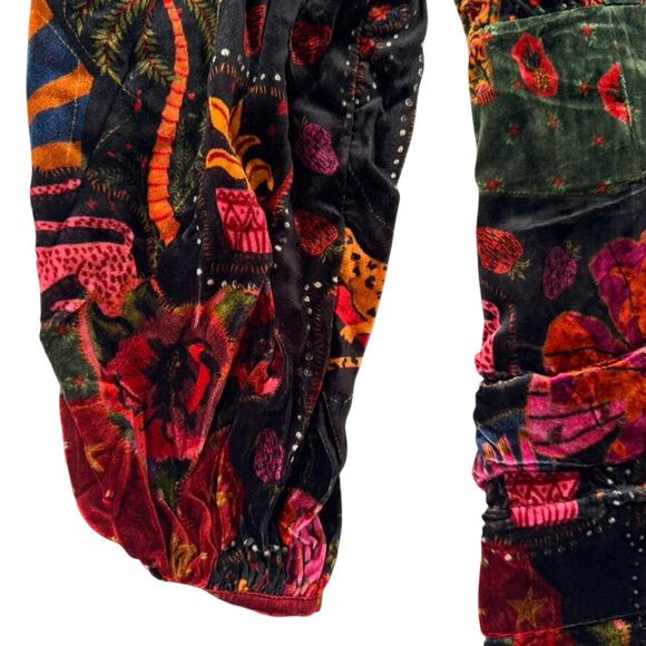 FARM Rio Crazy Mix Velvet Dress Size Medium V-Neck Long Sleeve Party Night Out - Picture 6 of 11